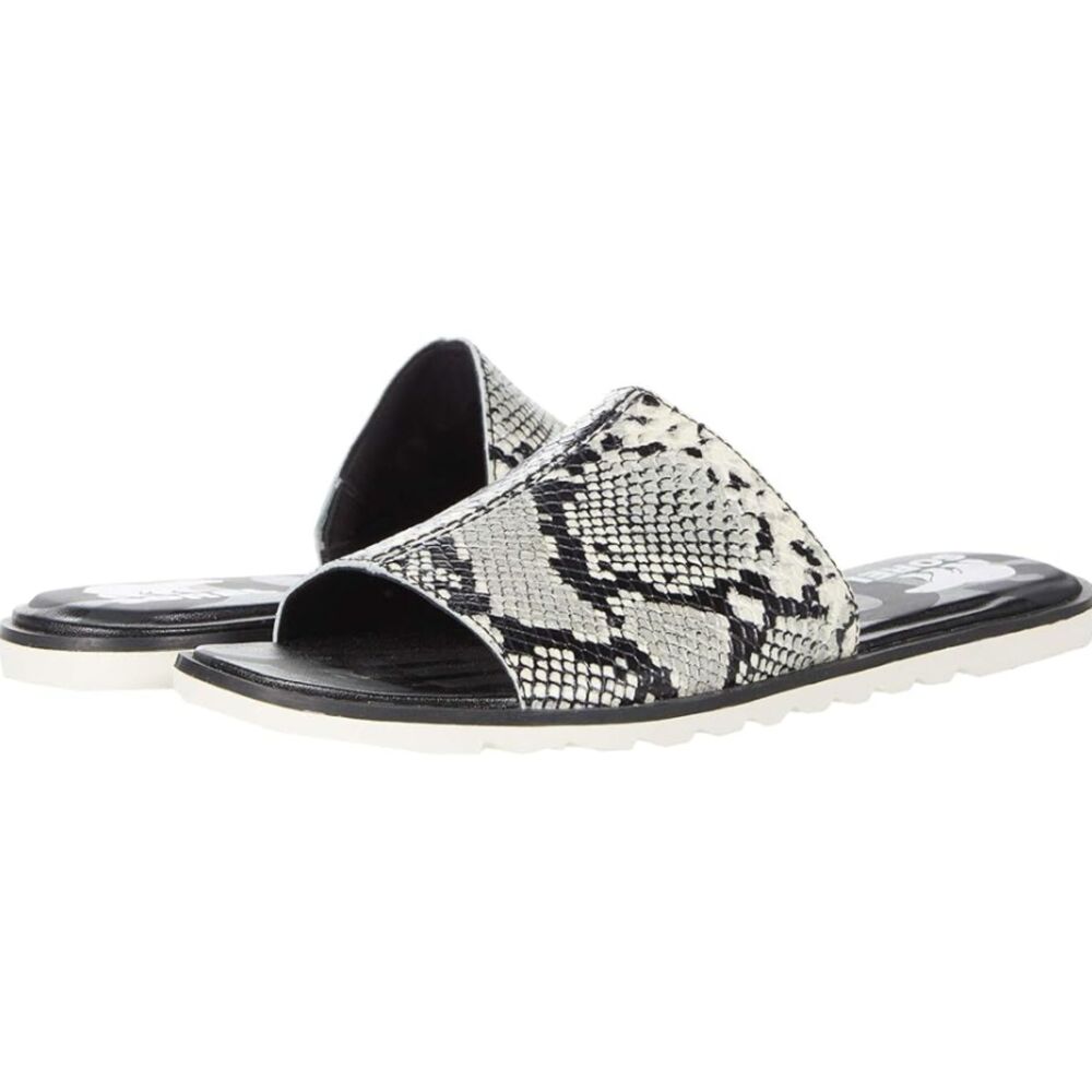Sorel Ella II Block Snakeskin Slide Flats Sandals Chic Comfortable Footwear 7.5